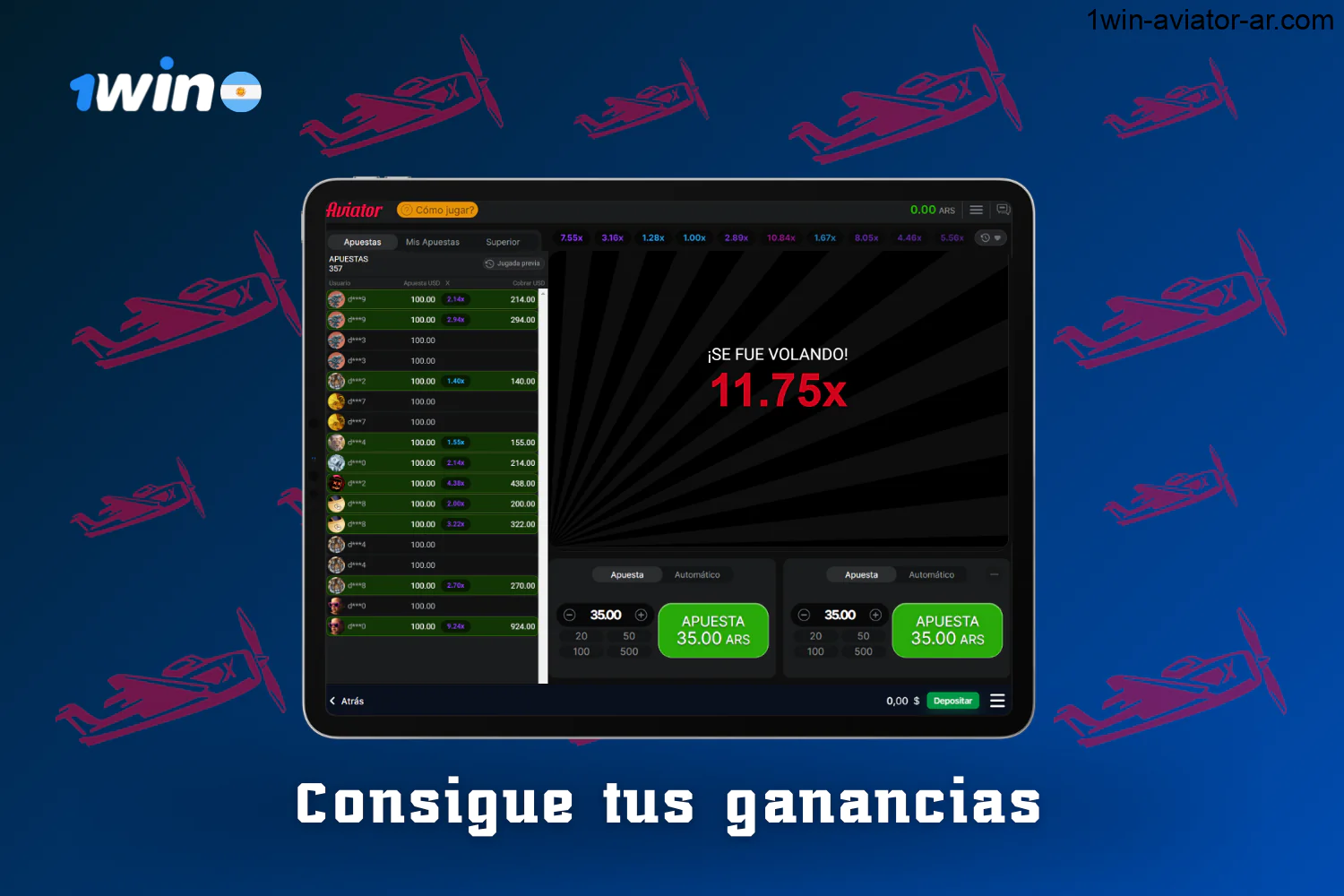 Los jugadores argentinos pueden cobrar sus ganancias jugando a 1win Aviator